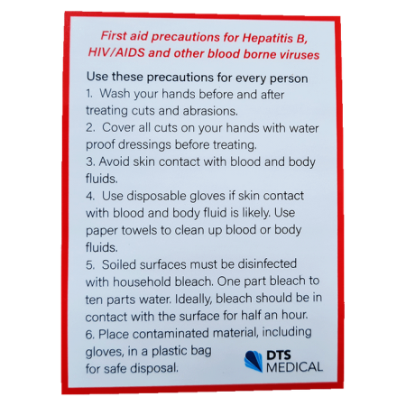 First Aid Warning Hepatitis Sticker 9.5cm x 7cm