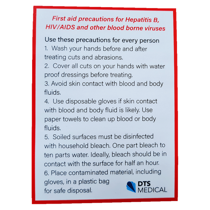 First Aid Warning Hepatitis Sticker 9.5cm x 7cm