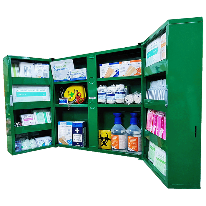 First Aid Metal Box Double Door X Large Wall Mountable Green Empty size 53 x 53 x 20cm - Image 2