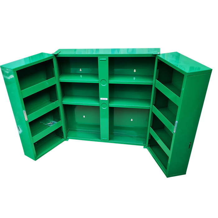 First Aid Metal Box Double Door X Large Wall Mountable Green Empty size 53 x 53 x 20cm - Image 4