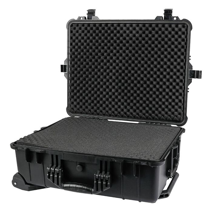 High Impact Hard Plastic Storage Case On wheels with Trolley Black Water and Dust Resistant Overall Size 615x485x240mm - Image 2