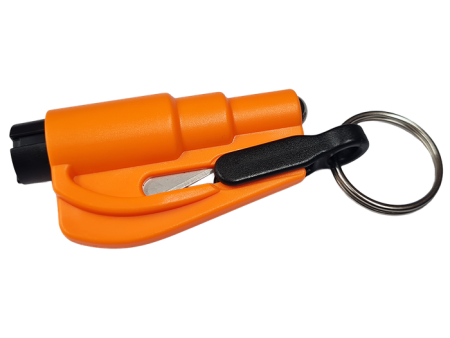 Res-Q-Key Escape Tool Spring Loaded Window Breaking Punch and Belt Cutting Device Hi Viz Orange for easy location