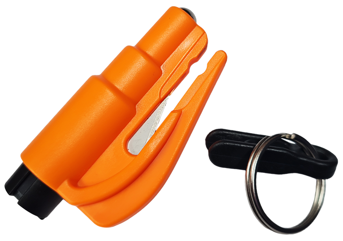 Res-Q-Key Escape Tool Spring Loaded Window Breaking Punch and Belt Cutting Device Hi Viz Orange for easy location - Image 3