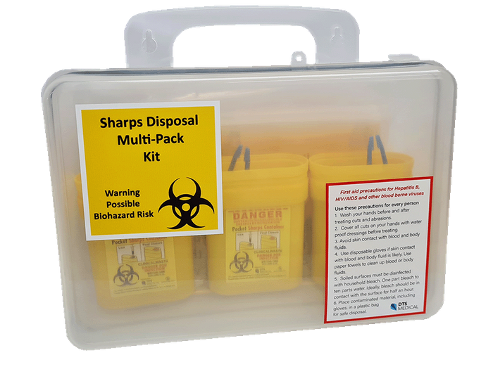 Sharps and Bio Hazard Waste Personal Containment Kit Has 3 x PSCK001 Inside
