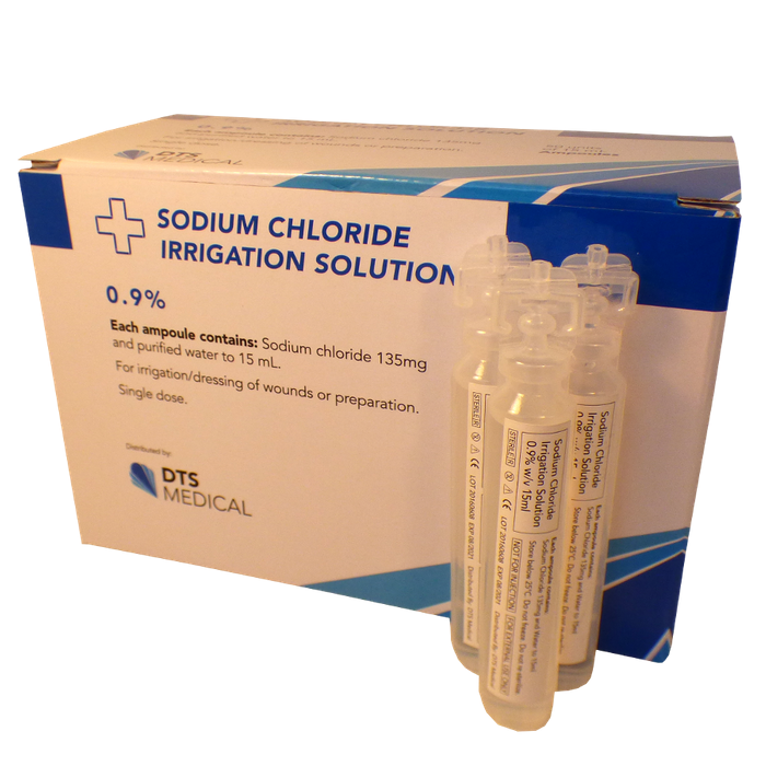 Saline 15ml Wound and Eye Wash Solutions Ampoule 50 in box