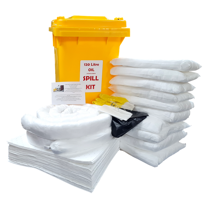 120 Litre Oil / Hydrocarbon Spill kit in Wheelie Bin PREMIUM