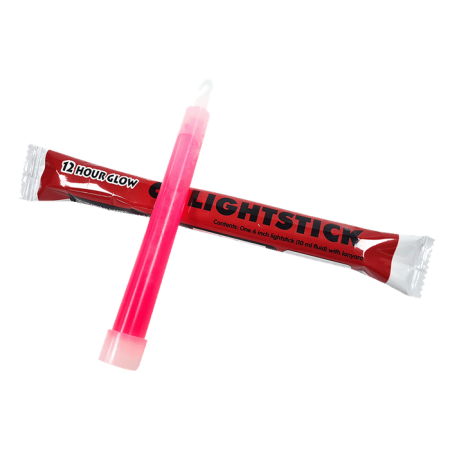 Light Stick Bright Red 6 inch - picture taken in light so item does not correctly show how bright it is - up to 12 hours
