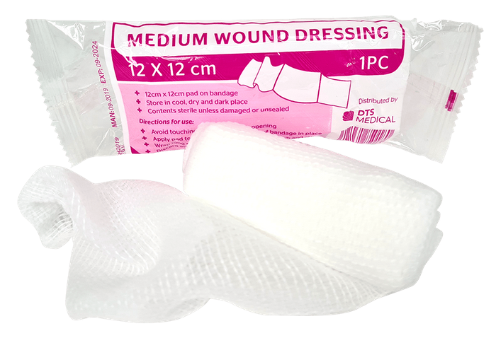 Wound Dressing Combo Pad And Bandage Medium 12 x 12cm Single Sterile