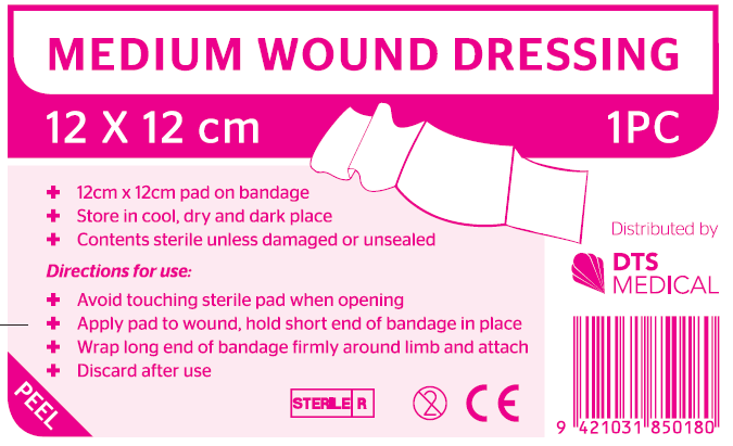 Wound Dressing Combo Pad And Bandage Medium 12 x 12cm Single Sterile - Image 2
