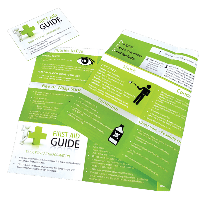 First Aid Instructions Tips / Guide, folded to Credit card size. High quality printed - Image 2