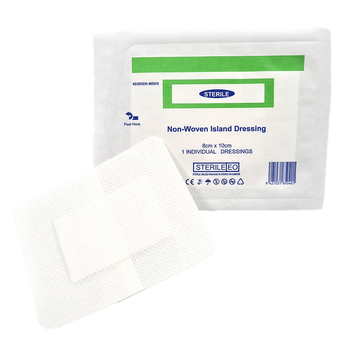 Island Dressing Adhesive Non Woven 8cm x 10cm Single Sterile