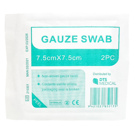 Non Woven Absorbent First Aid Gauze Swabs 2's 7.5x7.5 Sterile