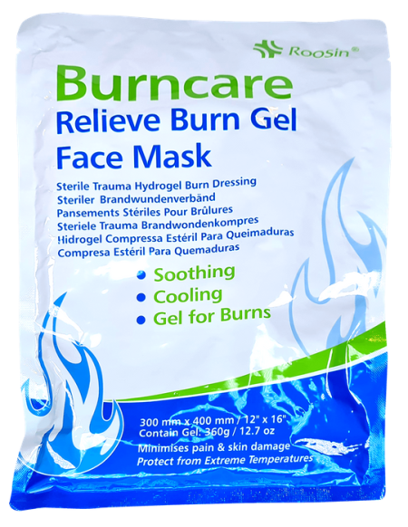 Burn Dressing Gel Soaked Dressing 30x40cm X Large With Cut Outs For Eye Nose Mouth Sterile