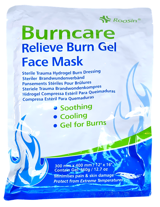 Burn Dressing Gel Soaked Dressing 30x40cm X Large With Cut Outs For Eye Nose Mouth Sterile