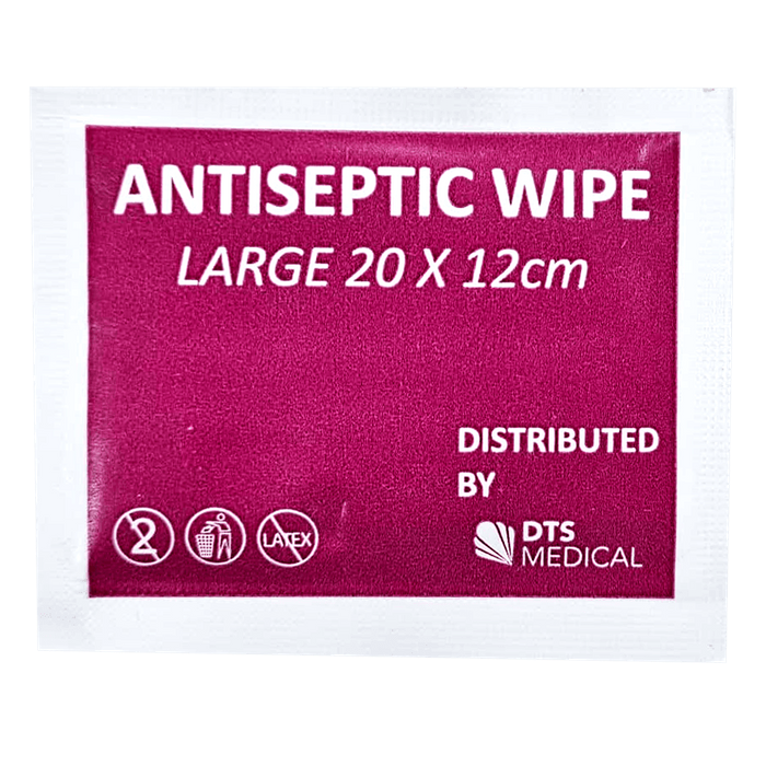 Antiseptic First Aid Wound Wipes 12cm x 20cm Singles Individually Sealed