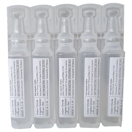 Saline 15ml Wound and Eye Wash Solutions Ampoule Single