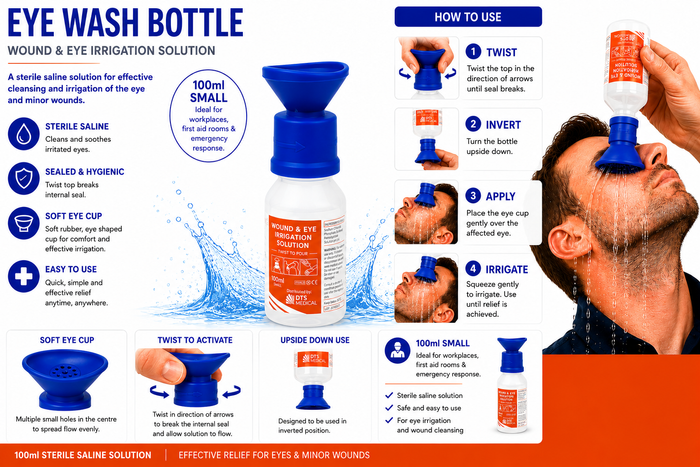 Eye & Wound Wash Saline Solution Sterile, 100 ml with Eye Wash Attachment - Image 3