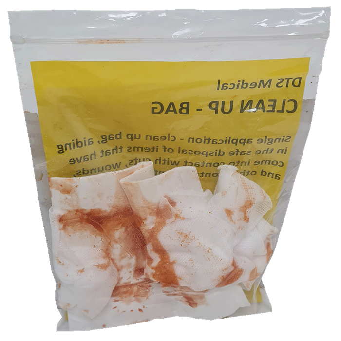 First Aid Clean Up Bag Resealable Bright Yellow Biohazard Marked Single - Image 2