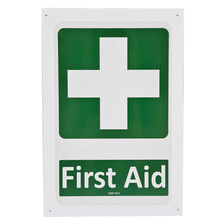 First aid sign on PVC plastic 240x340mm +/-