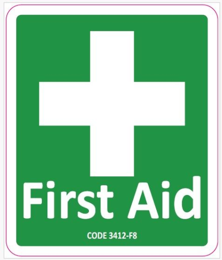 Adhesive Sticker Sign First Aid 100x100mm +/-