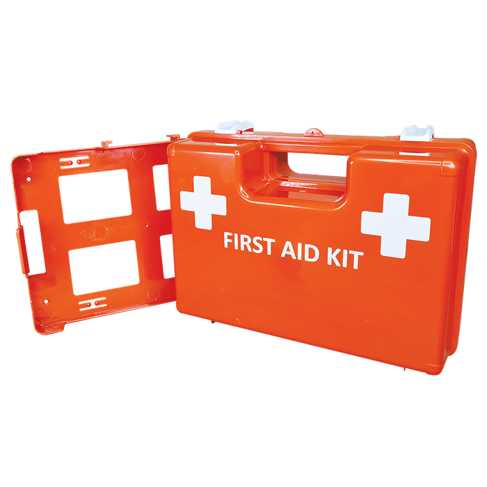 First Aid Box Plastic, Orange, Large with Wall Mount Bracket Empty
