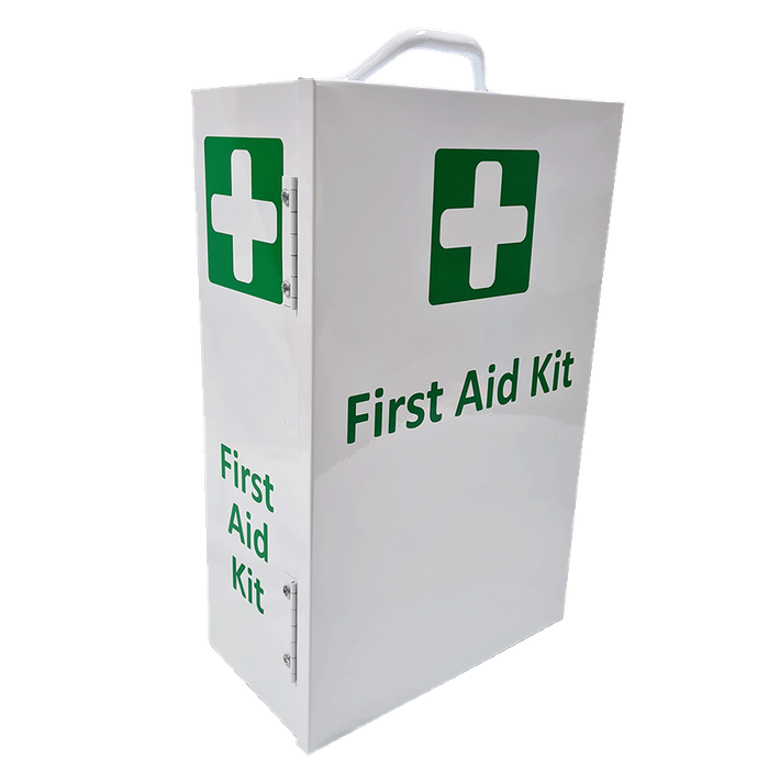 First Aid Metal Box Portrait Large Wall Mountable White Empty