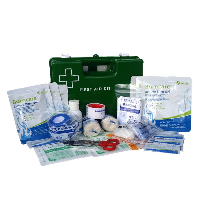 Burn Injury First Aid Kit Green Plastic Wall Mount Bracket - Medium Commercial