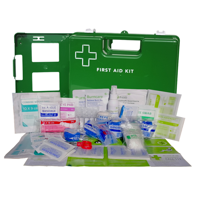 Kitchen, Food & Catering First Aid Kit Commercial Medium In Green Wall Mount Plastic Box