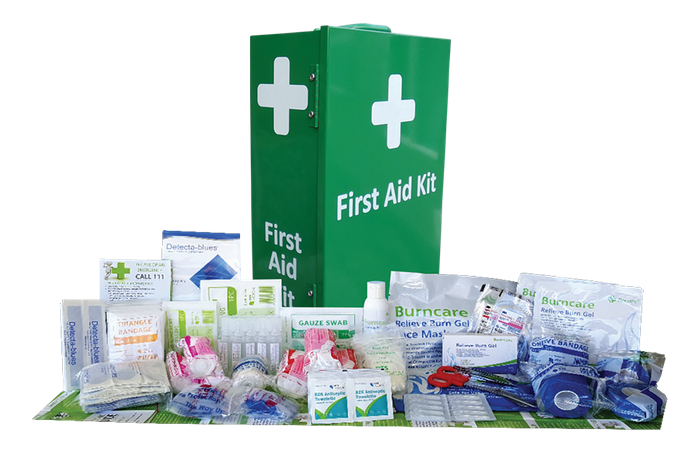 Kitchen, Food & Catering First Aid Kit Industrial Large Green Portrait Wall Mount Metal Box