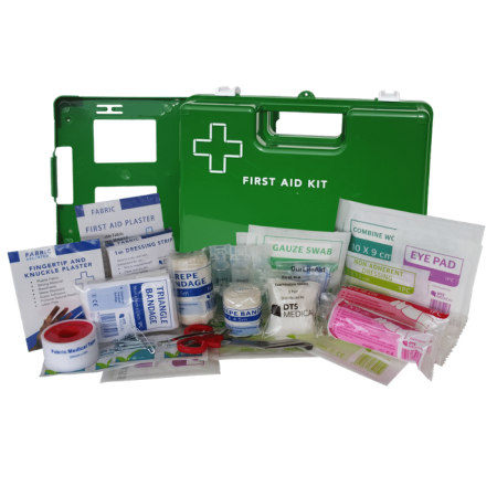 First Aid Kit Work Place 1-15 Person in Large Plastic Green Wall Mountable Box
