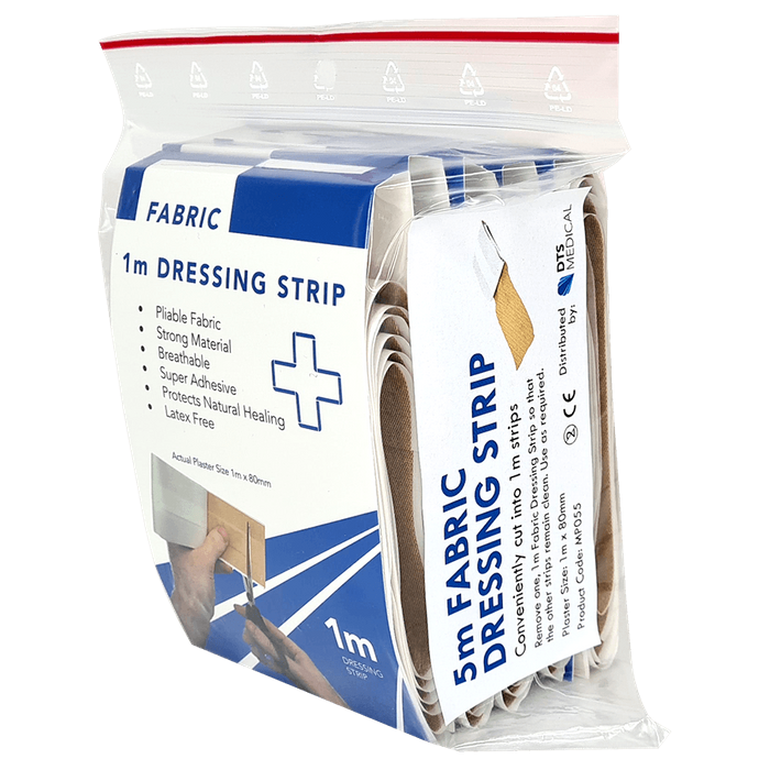 Fabric Dressing Strip plasters (8cm x 1m) x 5 in packet