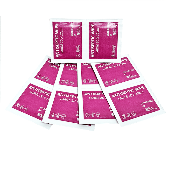 Antiseptic First Aid Wound Wipes 12cm x 20cm 10 pack Individually Sealed