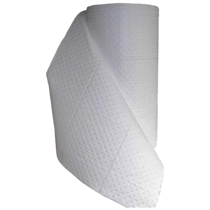 Oil / Hydrocarbon Absorbent Roll of Pad Material, heavy weight dimpled 80cm wide 50m Long, perforated for easier tear off