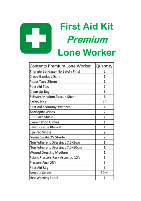 First aid Kit Premium Lone Worker in large green wall mount box - Image 3