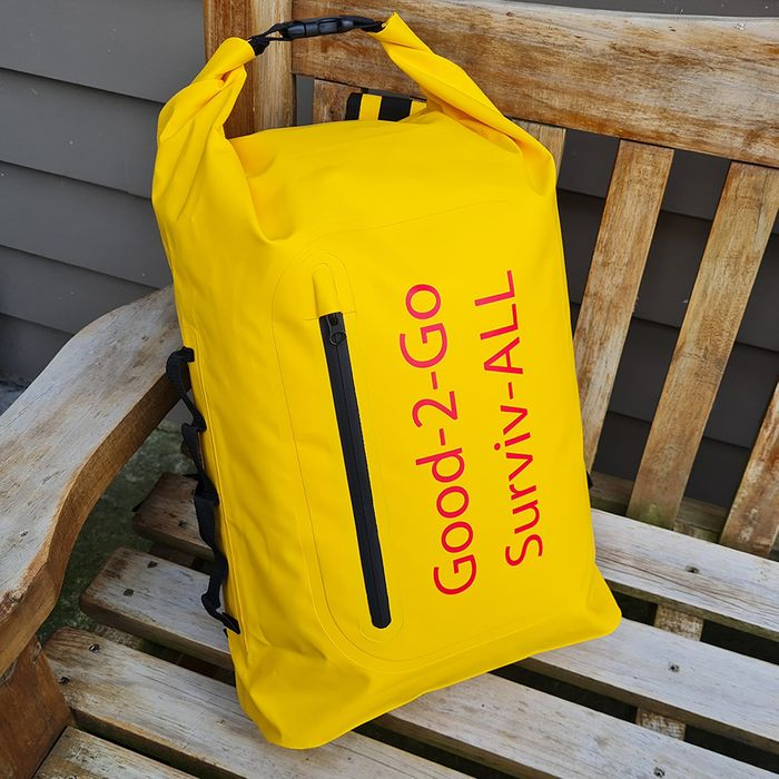 Dry Bag Back Pack XL - Padded Back and Shoulder Straps - Yellow - Printed with Good-2-Go - Image 5