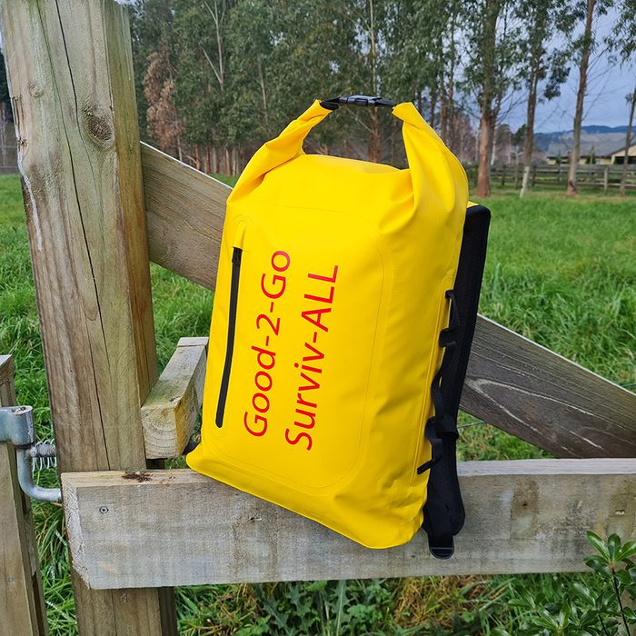 Dry Bag Back Pack XL - Padded Back and Shoulder Straps - Yellow - Printed with Good-2-Go - Image 3
